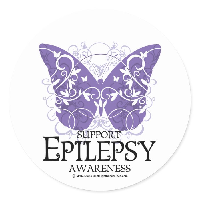 Epilepsy Butterfly Round Stickers