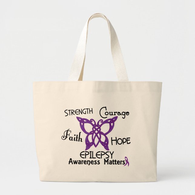 Epilepsy Celtic Butterfly 3 Large Tote Bag (Front)