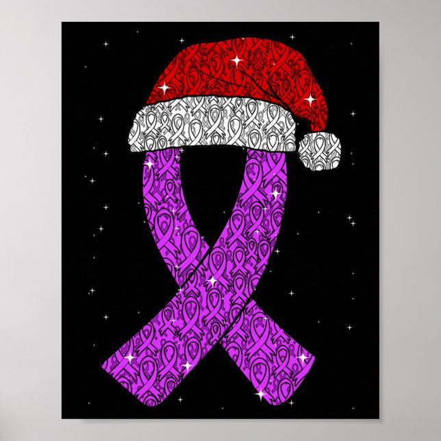 Epilepsy Christmas Hat Purple Awareness Ribbon Sei Poster (Front)