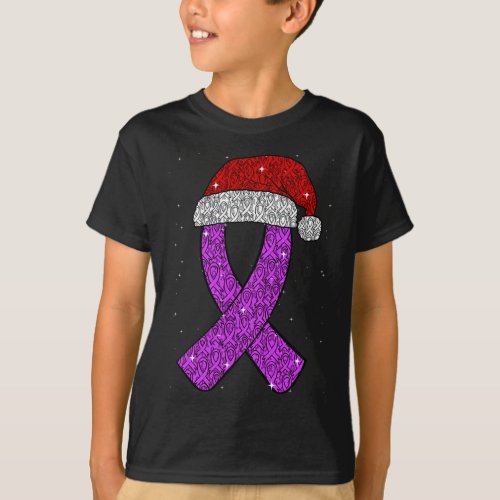 Epilepsy Christmas Hat Purple Awareness Ribbon Sei T_Shirt