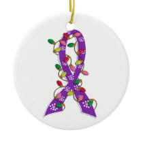 Epilepsy Christmas Lights Ribbon Ceramic Ornament