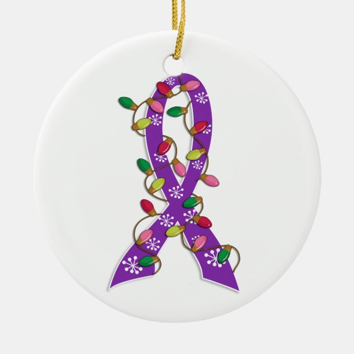 Epilepsy Christmas Lights Ribbon Ceramic Ornament