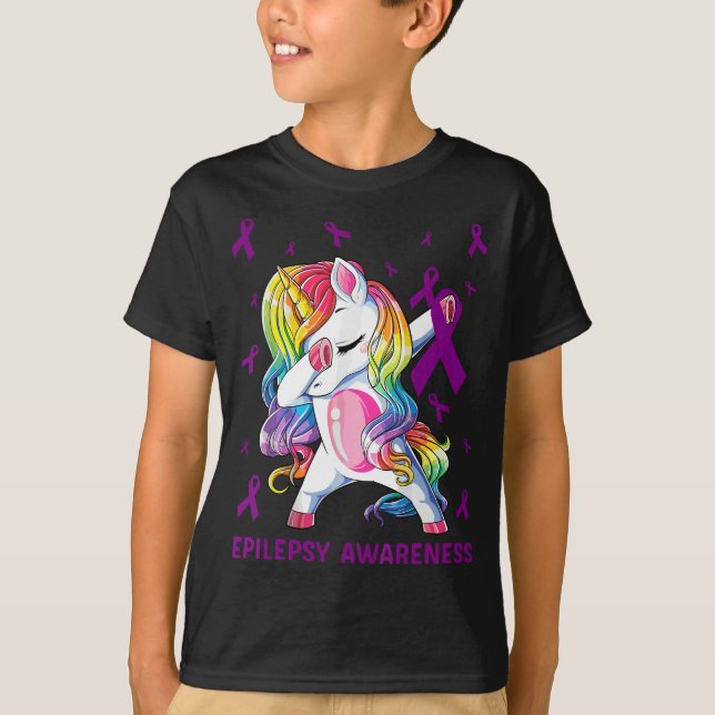 epilepsy dabbing unicorn warrior gift dad mom  T-Shirt (Front)