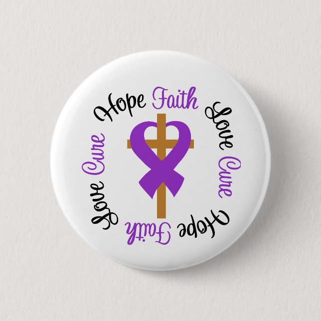 Epilepsy Faith Hope Love Cross Button (Front)