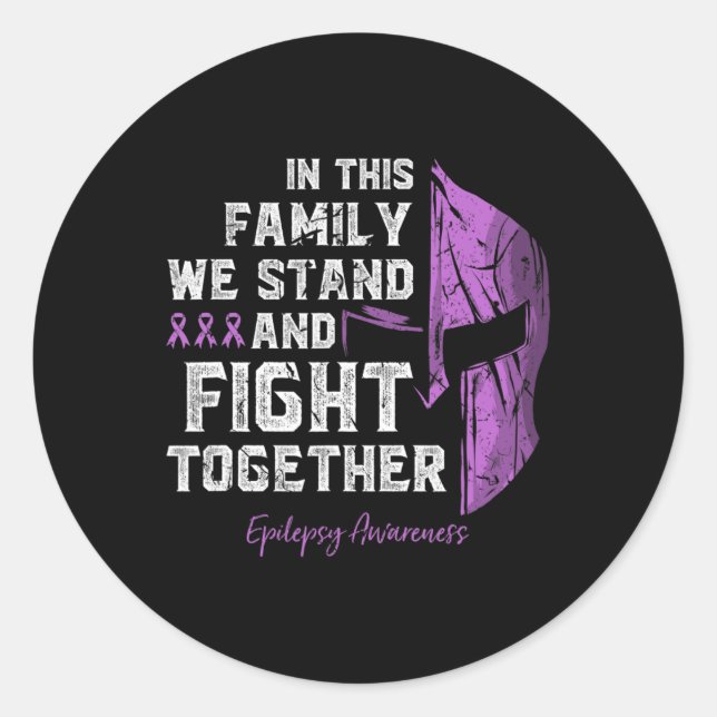 Epilepsy Family Support Awareness Spartan Warrior  Classic Round Sticker (Front)