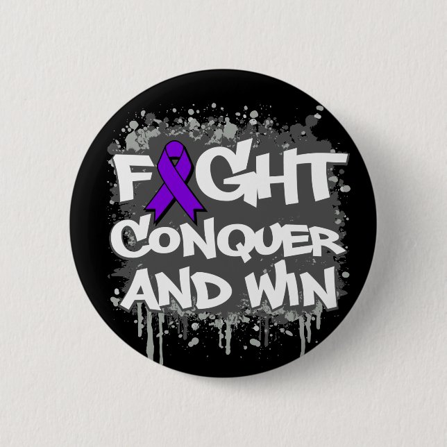 Epilepsy Fight Conquer and Win Button (Front)