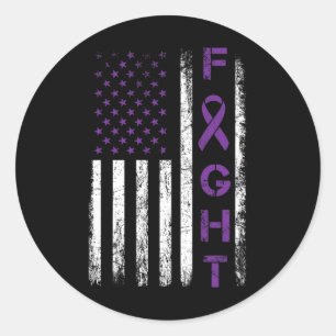 Epilepsy Fighter USA Flag - Fight Epilepsy Awarene Classic Round Sticker