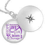 Epilepsy Hope Words Collage Silver Plated Necklace