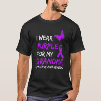 Epilepsy I Wear Purple For My Grandma Ribbon T-Shirt