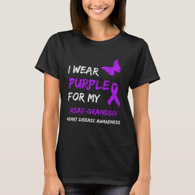 Epilepsy I Wear Purple For My Great-Grandson Ribbo T-Shirt (Front)