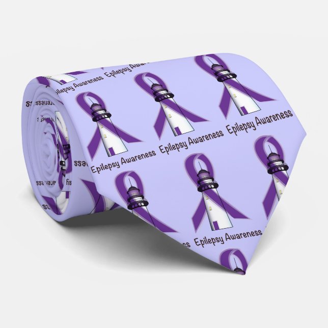 Epilepsy Lighthouse of Hope and Awareness Neck Tie (Rolled)