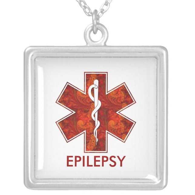 Epilepsy Medical   Necklace: Customizable Silver Plated Necklace (Front)