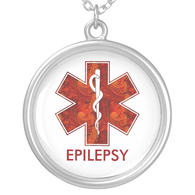 Epilepsy Medical   Necklace: Customizable Silver Plated Necklace (Front)