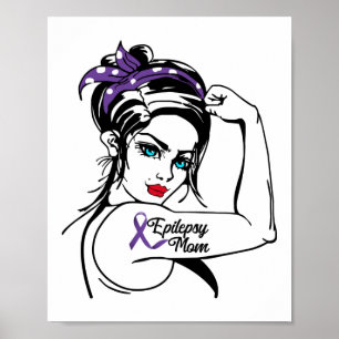 Epilepsy Mom Awareness Rosie Riveter Ribbon Poster