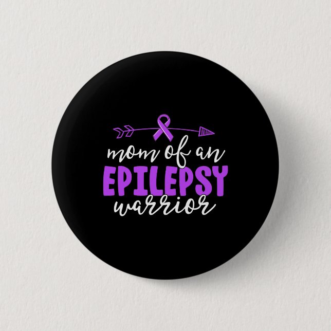 Epilepsy Mom  Purple Ribbon Awareness Mother   Button (Front)
