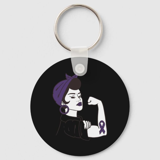 Epilepsy Not For The Weak Awareness Purple Ribbon  Keychain (Front)