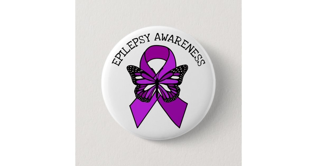 Epilepsy Purple Awareness Ribbon and Butterfly Button | Zazzle