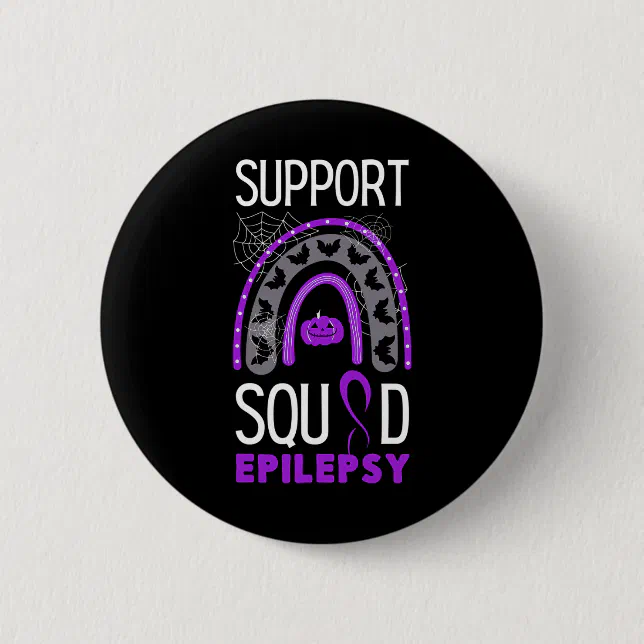 Epilepsy Purple Awareness Ribbon Squad Halloween H Button | Zazzle