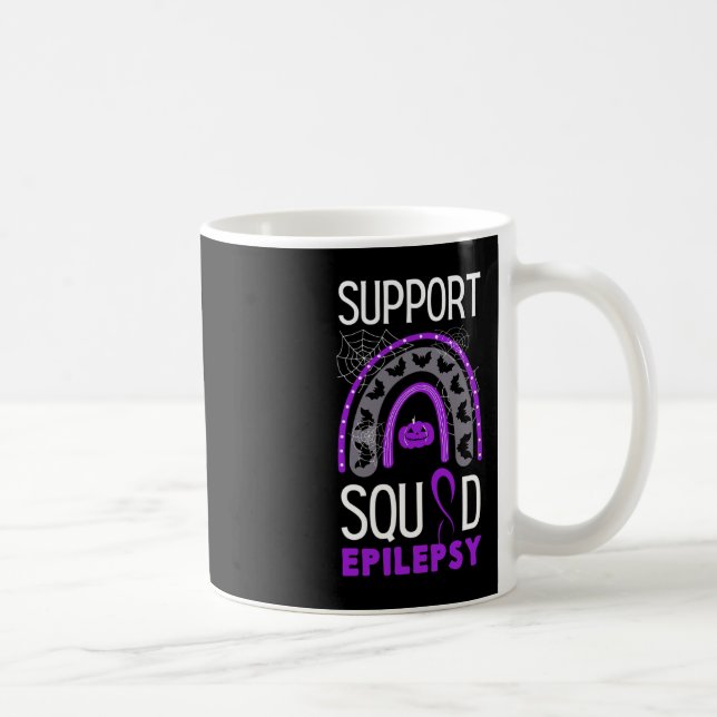 Epilepsy Purple Awareness Ribbon Squad Halloween H Coffee Mug (Right)