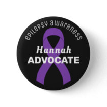 Epilepsy Ribbon Black Button