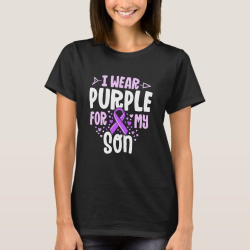 Epilepsy Ribbon I Wear Purple For My Son Gift Awar T_Shirt