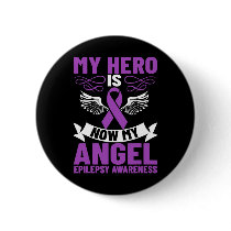 Epilepsy Ribbon My Hero Is Now My Angel Epilepsy A Button