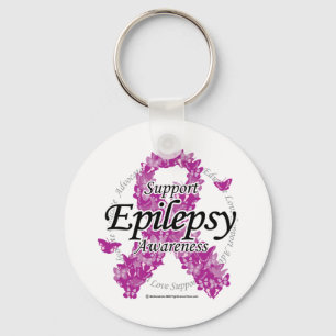 Epilepsy Ribbon of Butterflies Keychain