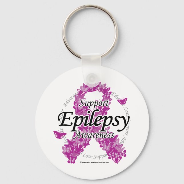 Epilepsy Ribbon of Butterflies Keychain (Front)