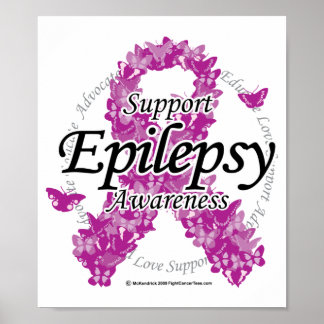 Epilepsy Ribbon of Butterflies Poster