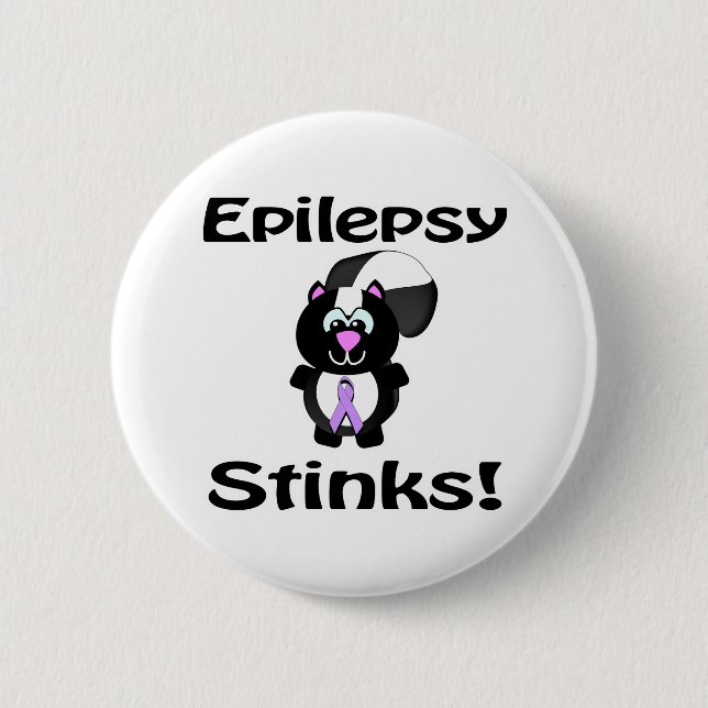 Epilepsy Stinks Skunk Awareness Design Pinback Button (Front)