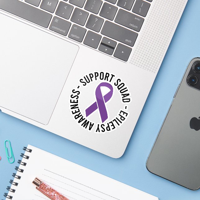 Epilepsy Support Squad Awareness Gift Sticker (Laptop w/ iPhone)