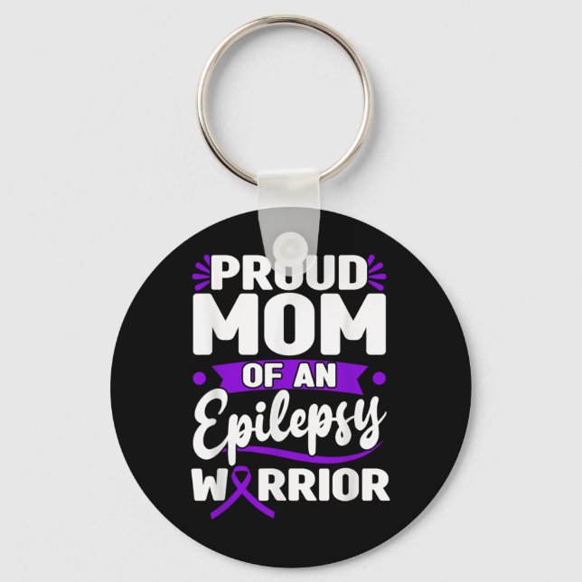 Epilepsy Support Warrior Epilepsy Awareness Month  Keychain (Front)