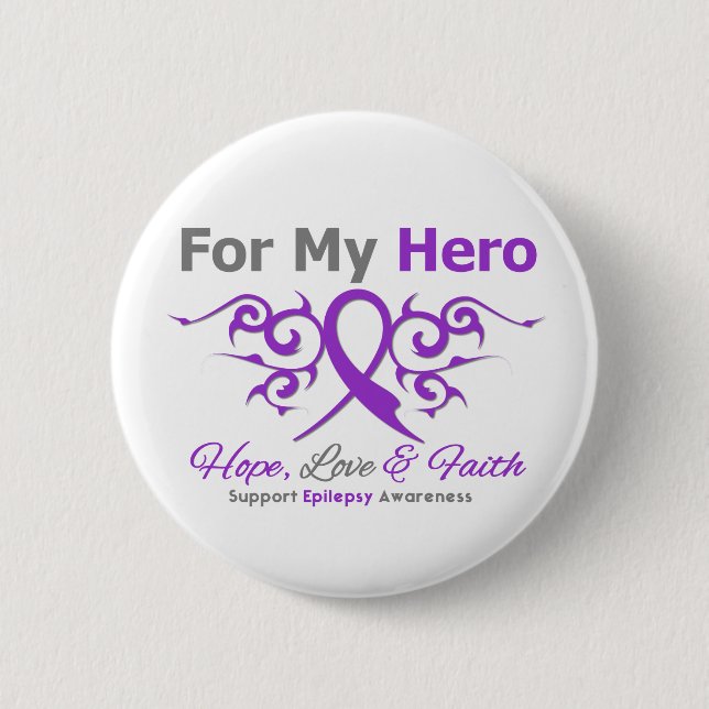 Epilepsy Tribal Ribbon Hero Button (Front)