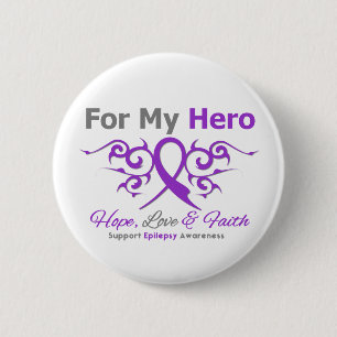 Epilepsy Tribal Ribbon Hero Button