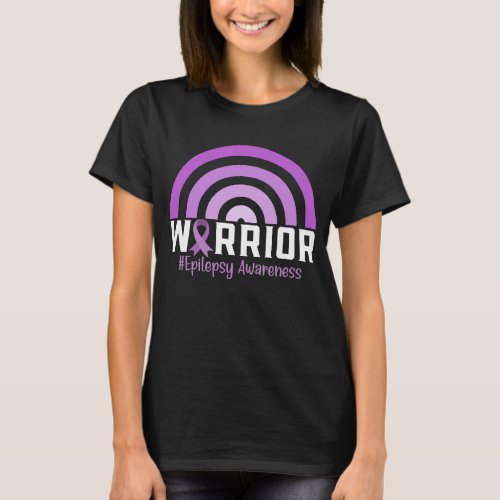 Epilepsy Warrior Awareness Ribbon Purple Rainbow T_Shirt