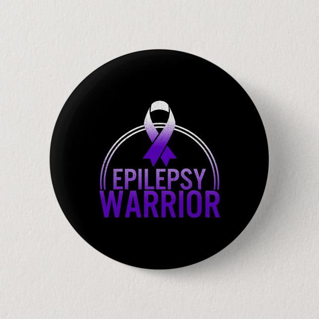 Epilepsy Warrior Awareness Seizure Support Purple  Button (Front)