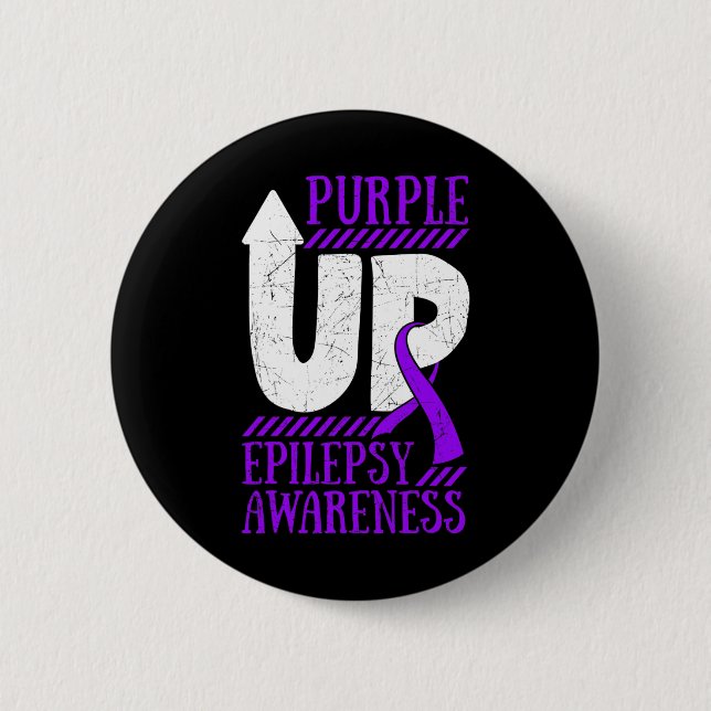 Epilepsy Warrior Day Epileptic Ribbon Epilepsia Pu Button (Front)