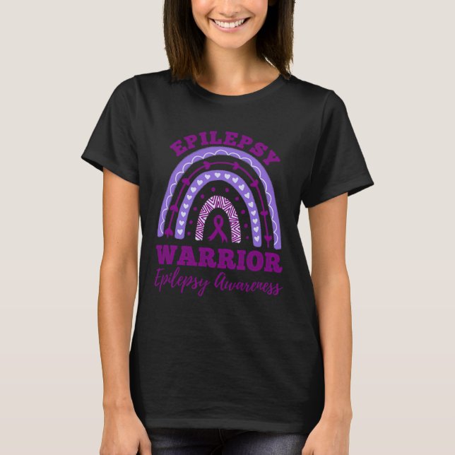 Epilepsy Warrior Epilepsy Awareness Rainbow  T-Shirt (Front)