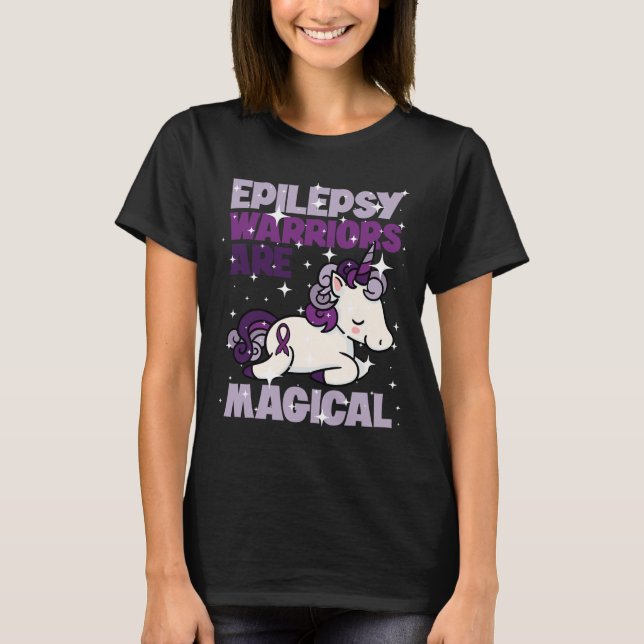 Epilepsy Warrior Epileptic Day Purple Unicorn Love T-Shirt (Front)