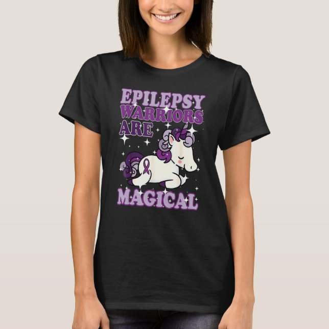Epilepsy Warrior Epileptic Day Purple Unicorn T-Shirt (Front)