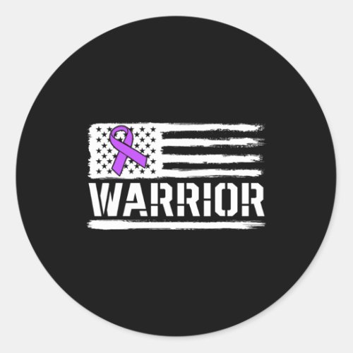 Epilepsy Warrior Gift Purple American Flag Awarene Classic Round Sticker