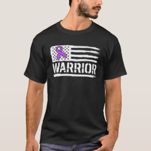 Epilepsy Warrior Gift Purple American Flag Awarene T-Shirt