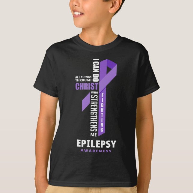 Epilepsy Warrior God Jesus Christ Epilepsy Awarene T-Shirt (Front)