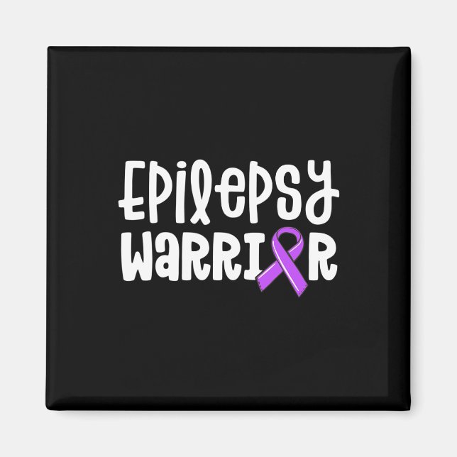 Epilepsy Warrior  Kids Purple Ribbon Awareness Wom Magnet (Front)