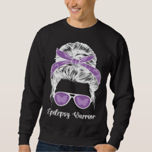 Epilepsy Warrior Messy Bun Epilepsy Awareness Mont Sweatshirt