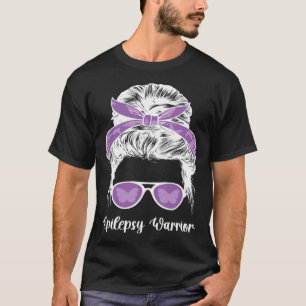 Epilepsy Warrior Messy Bun Epilepsy Awareness Mont T-Shirt