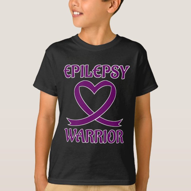 Epilepsy Warrior Purple Heart Ribbon Awareness  T-Shirt (Front)