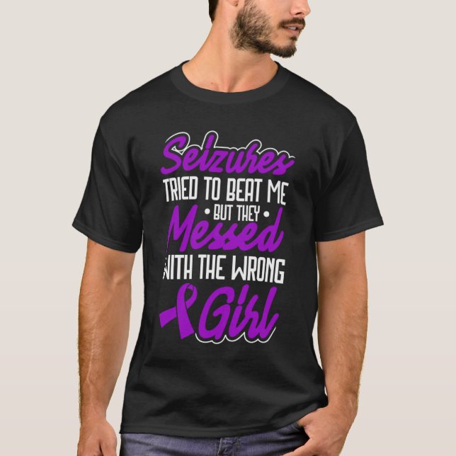 Epilepsy Warrior Purple Ribbon Epilepsy Awareness T-Shirt (Front)