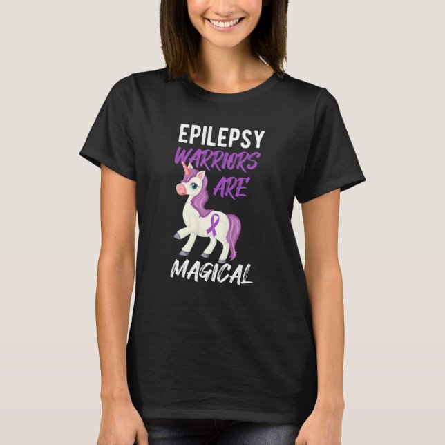 Epilepsy Warrior  Quote Purple Ribbon Epileptic Un T-Shirt (Front)