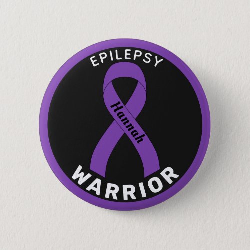 Epilepsy Warrior Ribbon Black Button